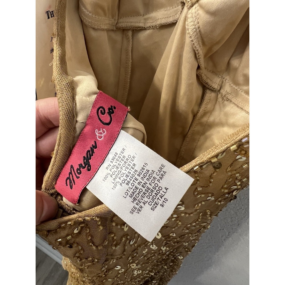 Morgan & Co Gold Sequin Halter Cocktail Dress Women's 9/10 - Picture 6 of 6